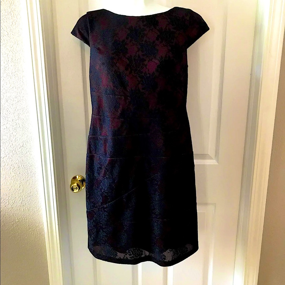 Lace overlay A-line dress
